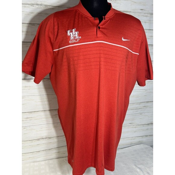 Nike Tiger Woods VL Max Swing Knit Stripe XL Men Shirt 803195 Red Houston Cougar